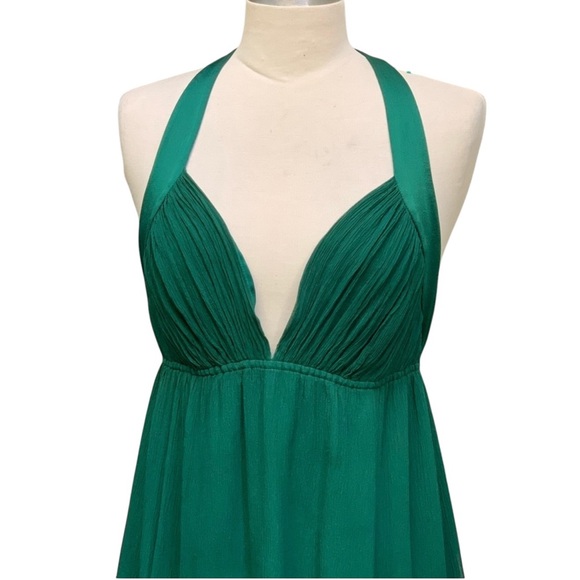 TUFI DUEK Green Silk T-Back Sleeveless Dress 100% Silk Lined - Picture 4 of 8